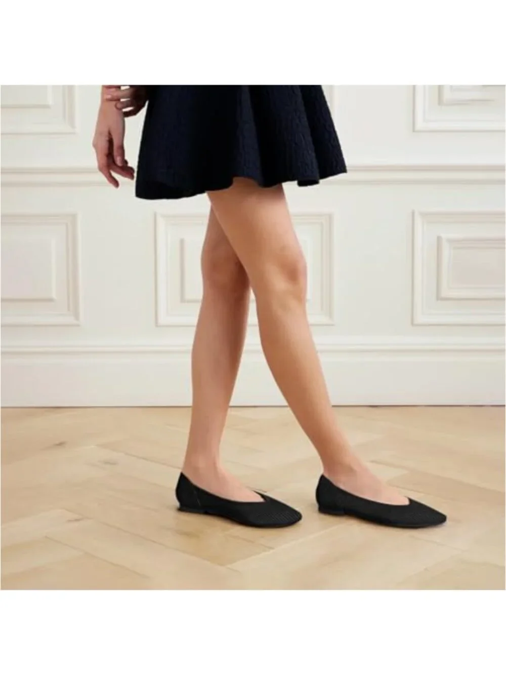 Women's Knit Ballet Flats Pointed Toe Slip On Memory Foam Comfortable Dressy - Picture 4 of 6